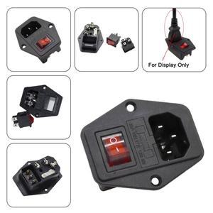 전원 인렛 소켓 10A 250V 3핀 AC 커넥터 로커 스위치 퓨즈 홀더 IEC C13 C14