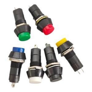 원형 푸시 버튼 스위치 자동 잠금 복구 12mm 3A 250V AC 2핀 PBS-11A 6개
