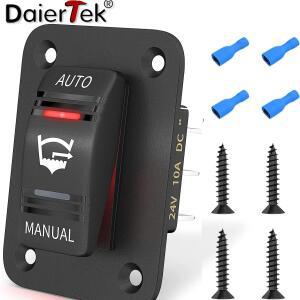 DaierTek 3 웨이 20A 빌지 펌프 로커 스위치 패널 방수 12V 24V 4Pin SPDT 자동끄기수동 스위치LED 포함