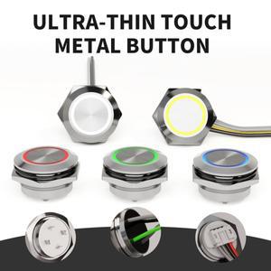 19mm 푸시 버튼 스위치 터치 감지형 LED 셀프 리셋 순간 작동 스테인리스알루미늄 합금 마이크로 엘리베이