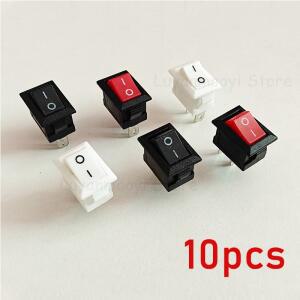 10Pcs 푸시 버튼 스위치 SPST 2Pin 3A 250V KCD11 스냅인 OnOff 로커 10x15mm