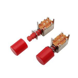 2개 PS-22F03 직각 PCB 래칭 푸시 버튼 스위치 캡 DPDT 더블 폴 6 핀 자동 잠금 키 전원
