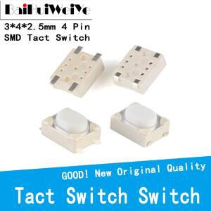 SMD 택트 스위치 4 핀 터치 마이크로 푸시 버튼 3x4x2.5H 화이트 자동차 원격 키 50 개 세트