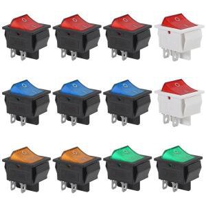 레드 라이트 120V 로커 토글 스위치 ON OFF 헤비 듀티 DPST 4 핀 15 30A 250V KCD2 KD4 10 개