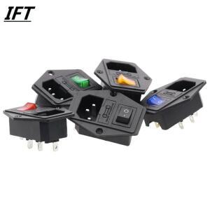 1Pcs AC-01A 전원 로커 스위치 퓨즈 포함 IEC 3 핀 320 C14 입구 소켓 커넥터 플매트 카펫 러그 10A 250V