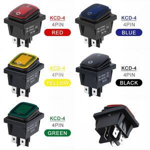 헤비 듀티 방수 로커 스위치 12V 빨간색 LED 220V 조명 16A 250VAC KCD4-201 DPST 4핀