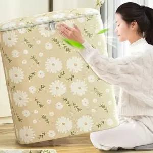 [하프클럽/]옷 정리용 플라워 패턴 수납 박스 다용도 이불 보관함 B형