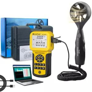 USB가 있는 Hold CFM 미터 HVAC 풍속계 온도 MAX/N/G 백라이트 메모리 기능이 휴대용 00MPH 게 856A