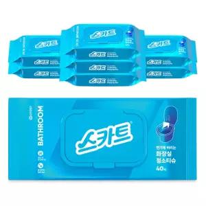 스카트 변기에 버리는 화장실 청소티슈 40매 x 8팩