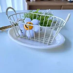 [하프클럽/]아이보리 철제 수납함 빈티지 다목적 바구니