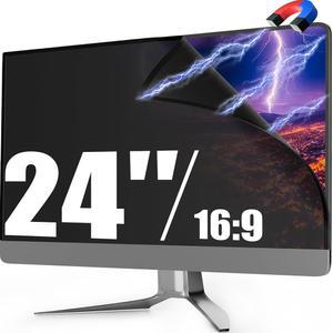 [미국배송] 프레임리스 컴퓨터용 PJOVORY 마그네틱 24인치 모니터 프라이버시 스크린 필터 16:9 화면 비율 리버서블 프로텍션 안티 블루 라이트 글레어 쉴드 탈착식 스파이 블랙아웃 데스크톱 프로텍터