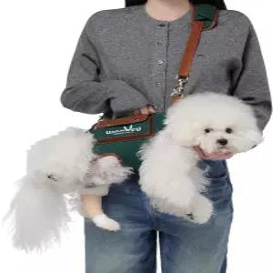 와키투 개 트 하네스 운반견 VES 작은 강아지 간식 가방 그린 XS