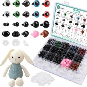 준록스 820pcs 구루미용 안전 눈 크로셰 동물용 코 인형 세탁기 다양한 의 곰