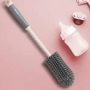 [RIZPICK]일자형 실리콘 젖병 솔 회전형 납작모 젖병 솔 텀블러 세척솔