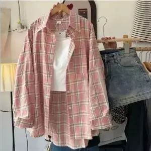 여성 체크셔츠 루즈핏 데일리 간절기 남방 2색