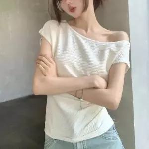 여성 언발 오프숄더 페미닌 셔링 반팔티셔츠 2색