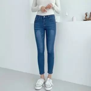 여성 스키니진 스판 슬림핏 워싱 데님 팬츠