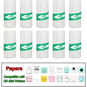 10 롤 미니 프린터 용지 자체 접착 흰색 감열지 라벨 스티커 무선 사진 lnkless 57mm