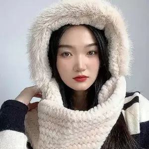 머플러 코지데잇 후드 베이지 후드머플러 후드머플러