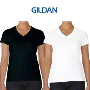 TBZ 교복몰 (GILDAN) 여자 소프트 V넥 반팔 티셔츠