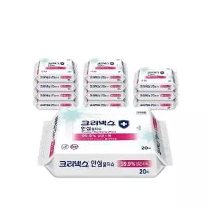 크리넥스 안심 물티슈 휴대용 다용도 물휴지 20매 12개 MNS