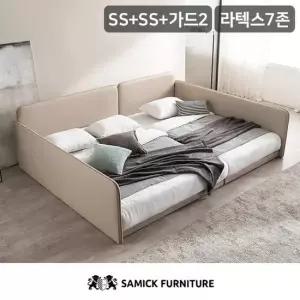 삼익가구 루시 슬림형 저상형 패밀리 침대 SS+SS 라텍스 7존 독립 매트리스)+가드2