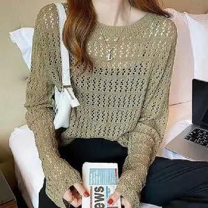 루즈핏펀칭니트 펀칭 루즈핏 여성 그물 여름그물니트티 긴팔 니트티 여름
