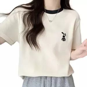 (색상 단일 FREE)여름라운드티 데일리 여름 기본 여자기본반팔티 티셔츠 라운드 반팔티 여자