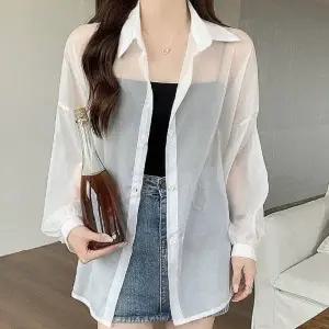 여성시스루셔츠 남방 여성 시스루 여성긴팔셔츠 데일리 긴팔 여름 셔츠