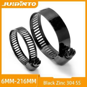 JUIDINTO 1 ~ 5pcs 조정 가능 호스 클립 파이프 클램프 물 용 검정색 스테인레스 6 216mm 웜 기어