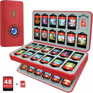 FUNLAB 스위치 2 게임 케이스 닌텐도 2/1 및 마이크로 SD 카드와 호환 홀더 카트리지 48개의 저장 공간 -