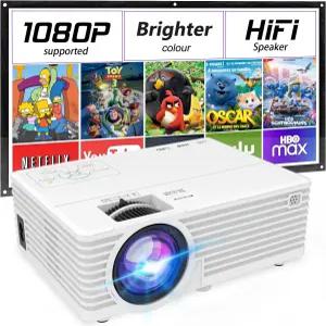 미니 비디오 프로젝터 1080P 지원 휴대용 야외 영화 TV 스틱 HDMI USB VGA AV와 호환되는 176인치