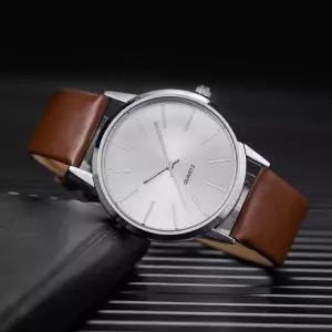 2025 남성 시계 톱 브랜드 럭셔리 브라운 가죽 밴드 쿼츠 손목 캐주얼 단순 Reloj Hombre
