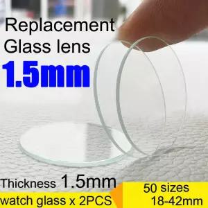2PCS 플랫 두께 1.5mm 라운드 시계 유리 크리스탈 스마트 워치 교체 렌즈 거울 수리 도구