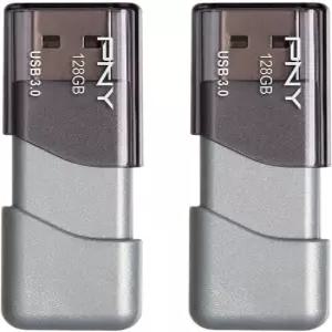 PNY 128GB 터보 부착 3 USB 3.0 플래시 드라이브 실버(2팩)