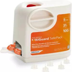 가정 내 인슐린 주사 및 안전한 바늘 폐기를 위한 UltiGuard 팩 올인원 펜 샤프 용기 미니 5mm 3/16인치 x