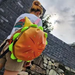 여성용 햄버거 모양 미니 백팩 귀여운 캐릭터 가방 데일리 소품 수납 버거백 빅백