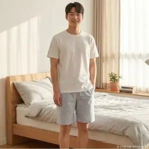 [갤러리아] 면 체크 패턴 남성 홈웨어 블루 실내복 하의(EZ2971B)