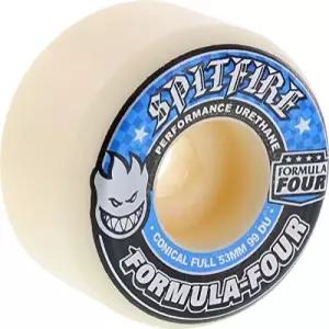 스핏파이어 포뮬러 4 99d 원뿔형 풀 53mm 흰색 W/블루 스케이트보드 휠(4개 세트)