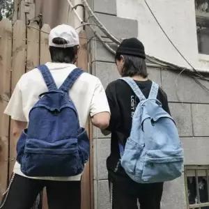 남녀 공용 청바지 가방 데님 클래식 백팩 적당한 크기 학생백팩 남성백팩 중학생백팩