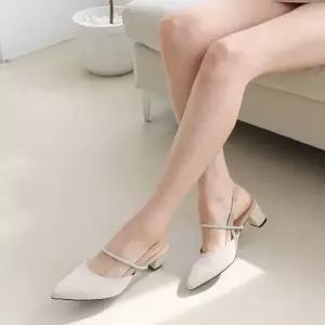 여성 2컬러 블링 비즈 포인트 뮬샌들 스트랩 슬링백 여성샌들 여성샌들힐 여자샌들