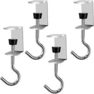 4 PCS 책상 걸이 테이블 클램프 가방 백팩 헤비 듀티 금속 선반 조절 가능한 데스크탑 장착 4개