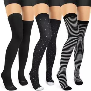 여성용 LEVSOX 허벅지 고압착 양말 무릎 위 15-20mmHg 남성용 압박 스타킹 3켤레