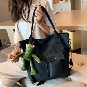 캔버스 단추 포켓 3WAY 에코 크로스 숄더 토트백 가방 버킷백 캔버스백 호보백