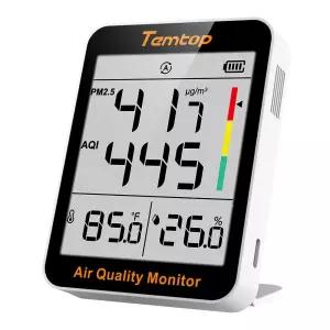 템탑 공기질 모니터 실내 온도계 - 가정 사무실 또는 학교용 PM2.5 AQI 온도 및 습도계 측정 60일 배터리