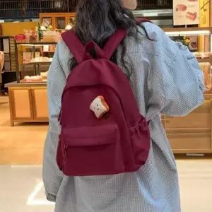 가벼운 일상용 대학생 직장인 심플 백팩 와인색 여성용 가방 고등학생가방 여성백팩