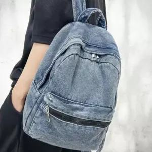 데님 워싱 여성용 백팩 일상용 캐주얼 가방 에코백팩 캐주얼백팩 초중고생백팩 청백팩