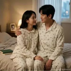 [갤러리아] 여성 남성 면 우라기리 플라워프린트 홈웨어 잠옷 세트(WP8892RMP8892A)