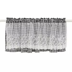TBZ 블랙체크 레이스 인테리어 바란스 커튼 132x45cm