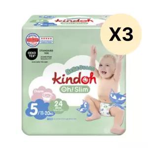킨도 공용 유아 아기 밴드형 기저귀 5단계 24매 3팩